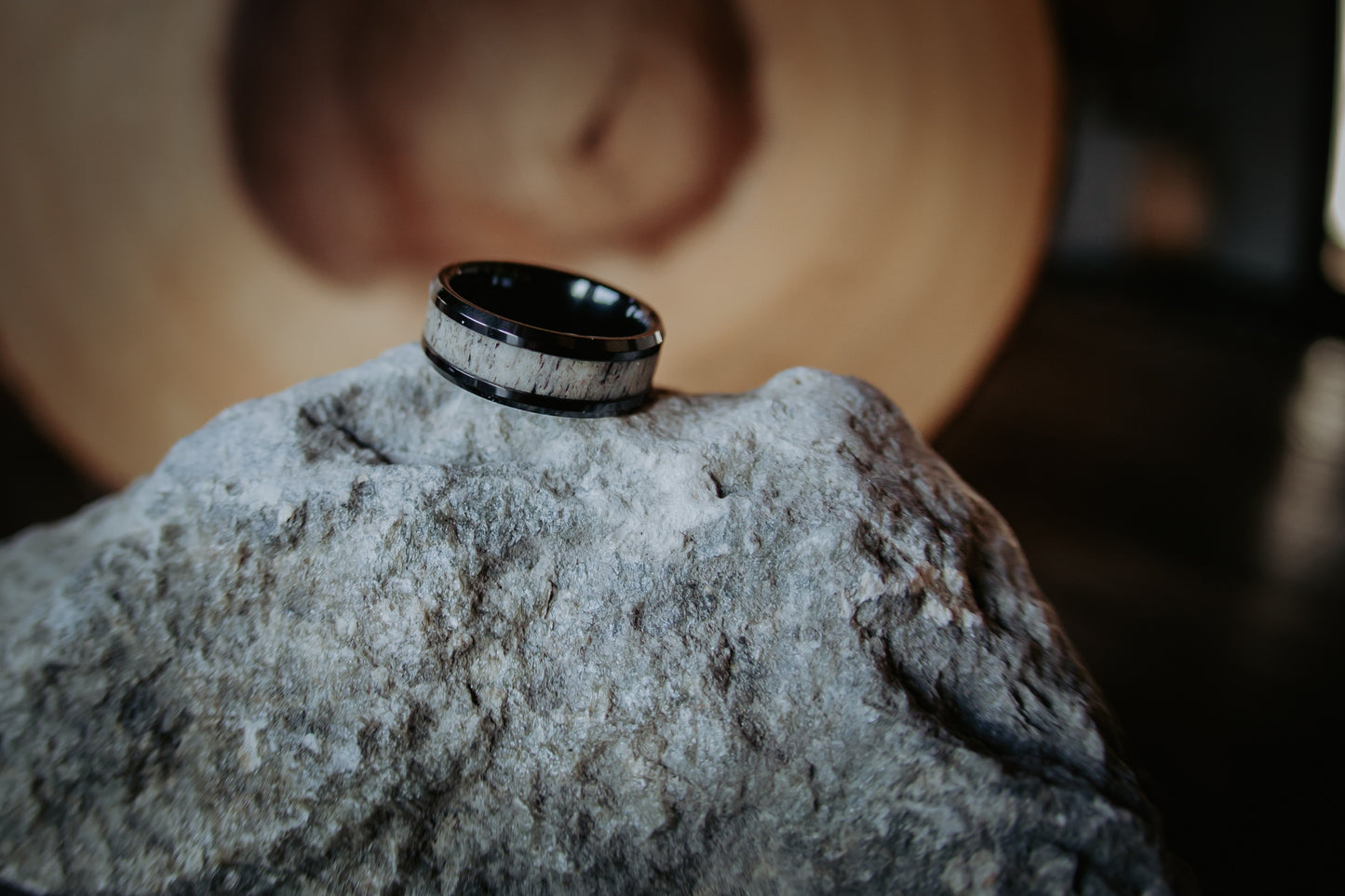 Black Ceramic Antler Ring