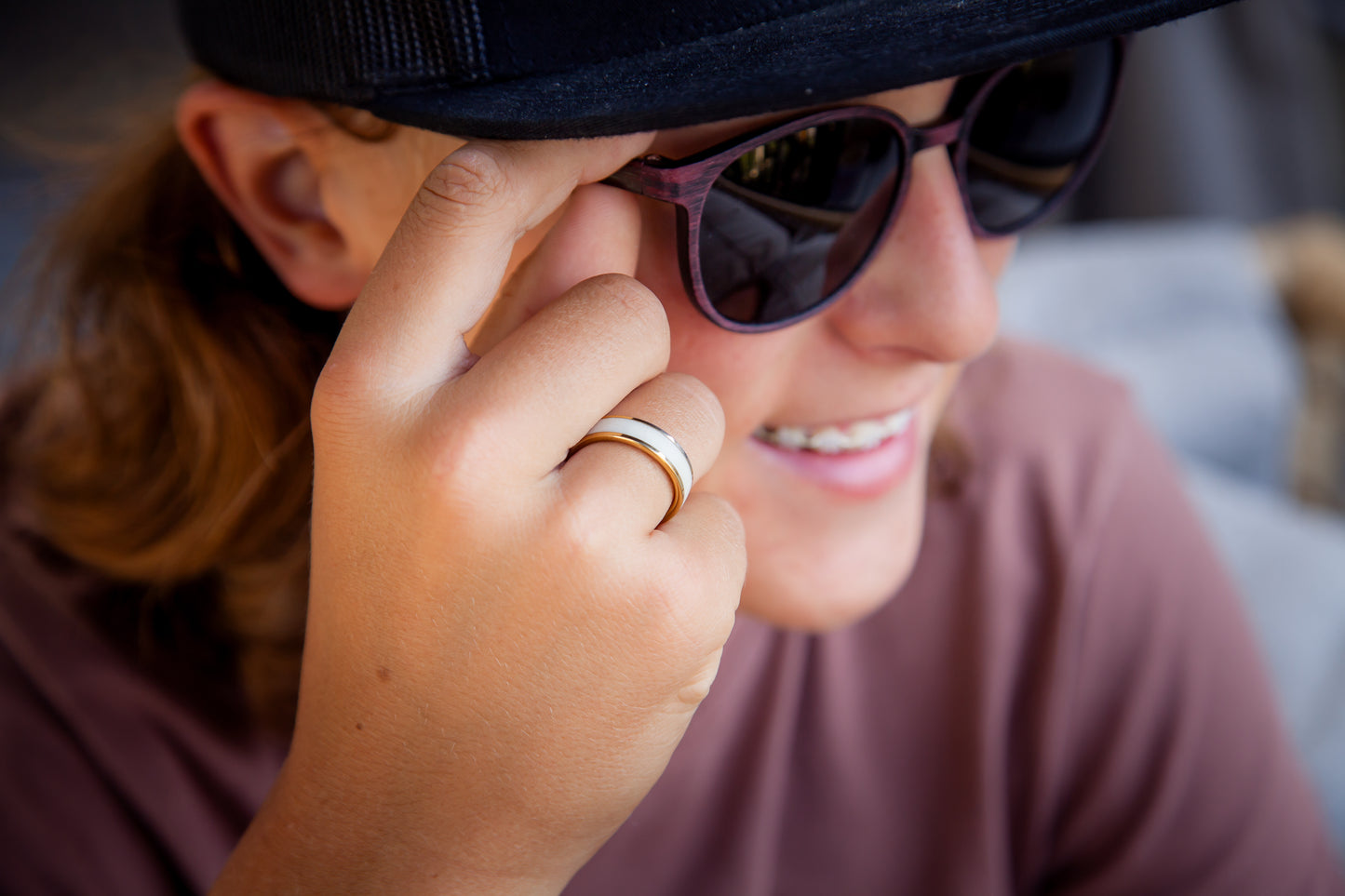 Gold Plated Tungsten Antler Ring