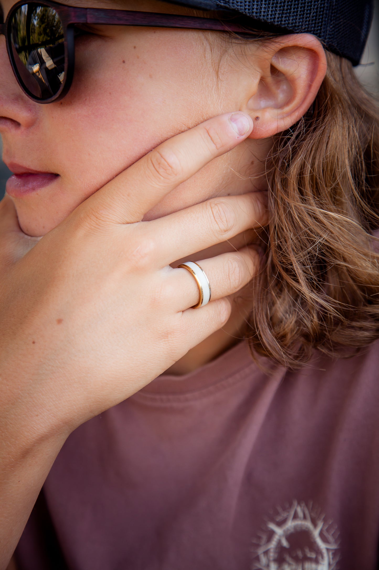 Gold Plated Tungsten Antler Ring