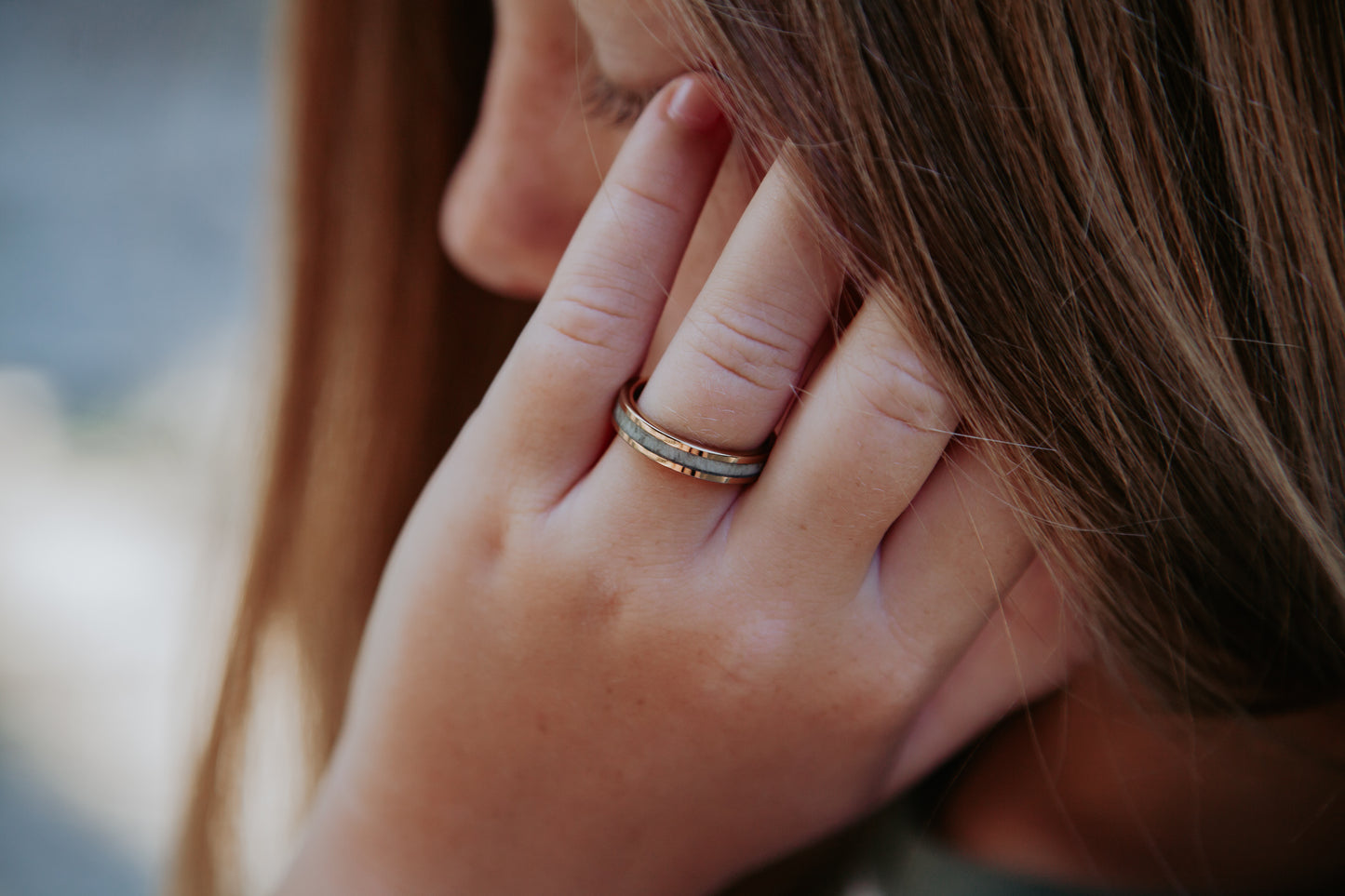 Rose Gold Plated Tungsten Antler Ring