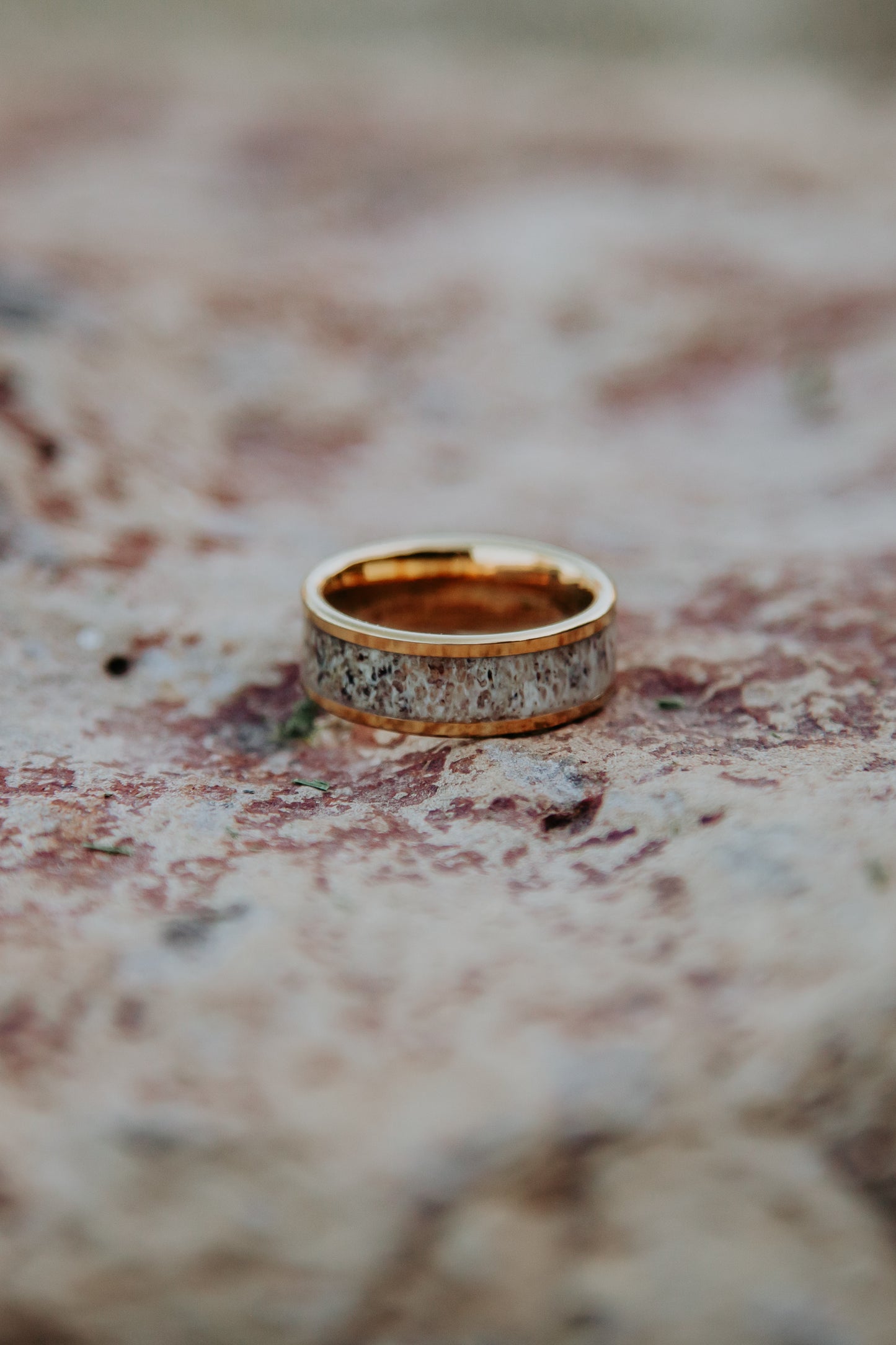 Gold Plated Tungsten Antler Ring